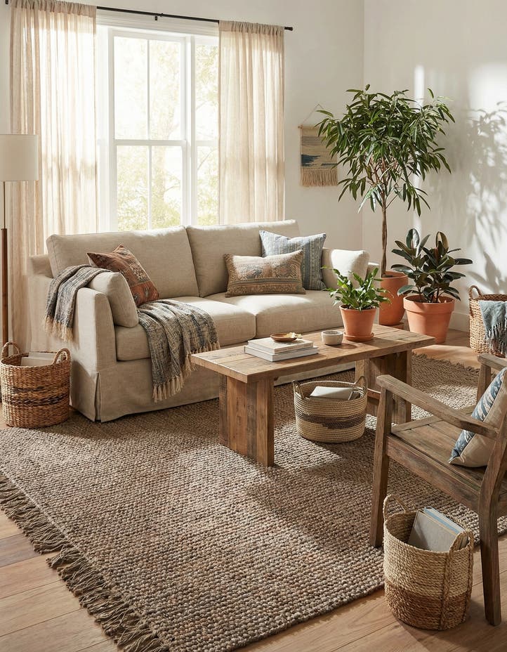 6' 1 x 9' Hand Woven Chunky Jute Rug
