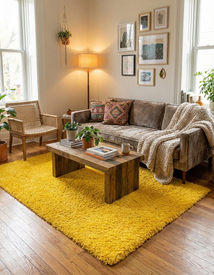 6' x 9' Solid Shag Rug