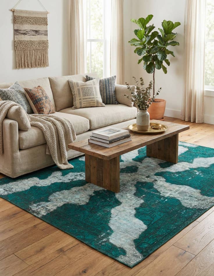 Detail image of 5' 2 x 6' 5  Hand Knotted Ultra Vintage Persian Wool Square Rug