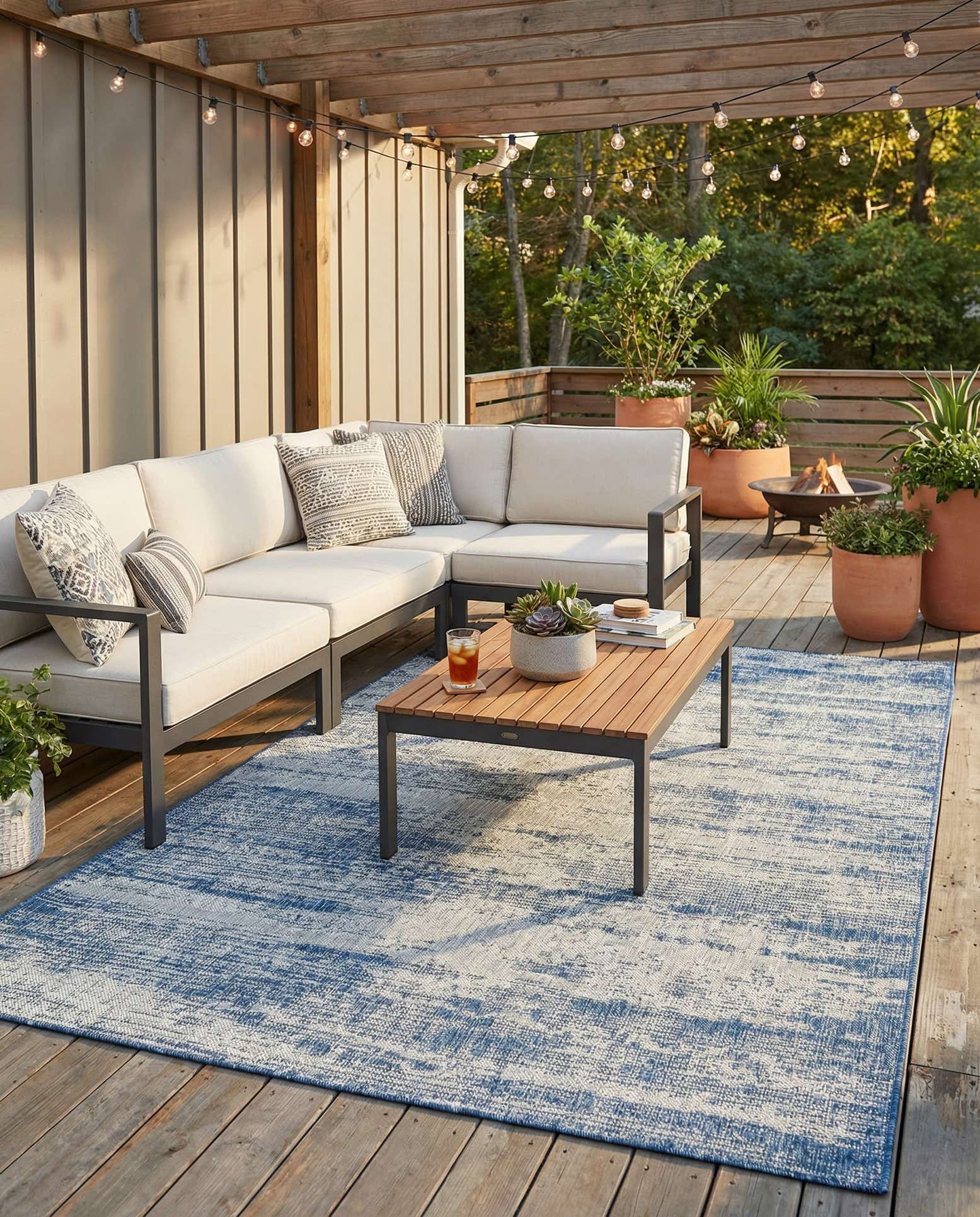 5' 3 x 8' Easy-Clean Modern Indoor / Outdoor Rug