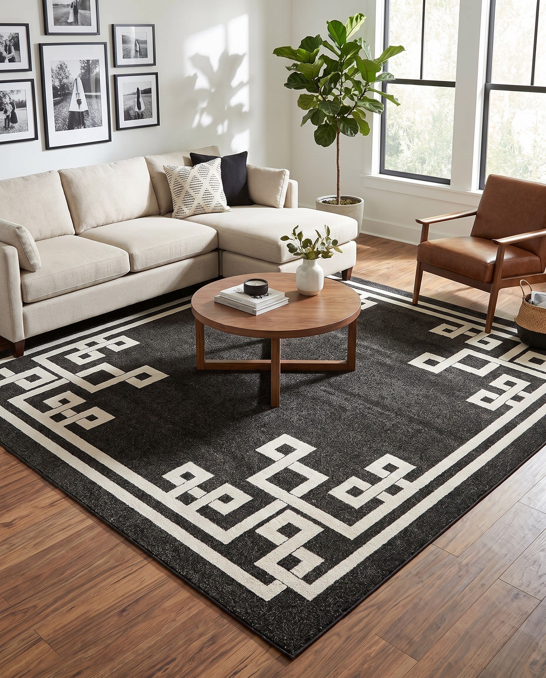 Black Hera Square Rug