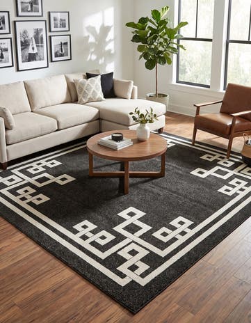 Black Hera Square Rug