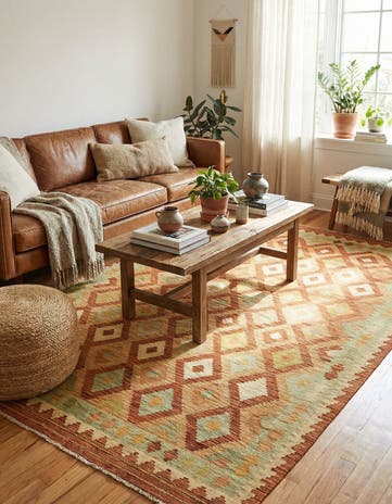 4' 10 x 6' 7 Hand Woven Kilim Waziri Wool Rug