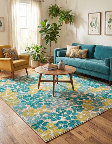 Blue Azalea Square Rug