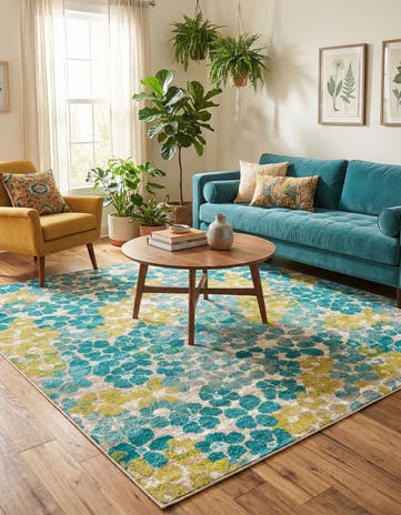 Blue Azalea Square Rug