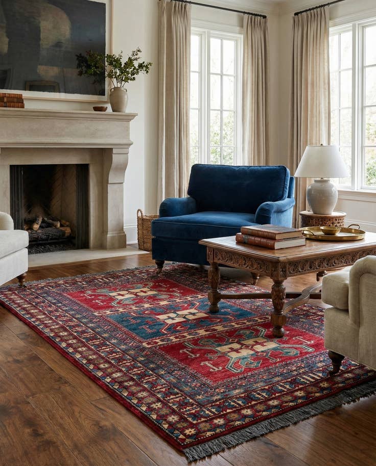 Detail image of 5' 1 x 7' 5 Hand Knotted Kazak Wool Rug