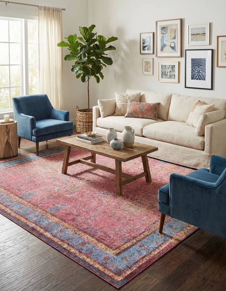 Detail image of 10' x 10'  Washable Traditional Indoor / Outdoor Square Rug