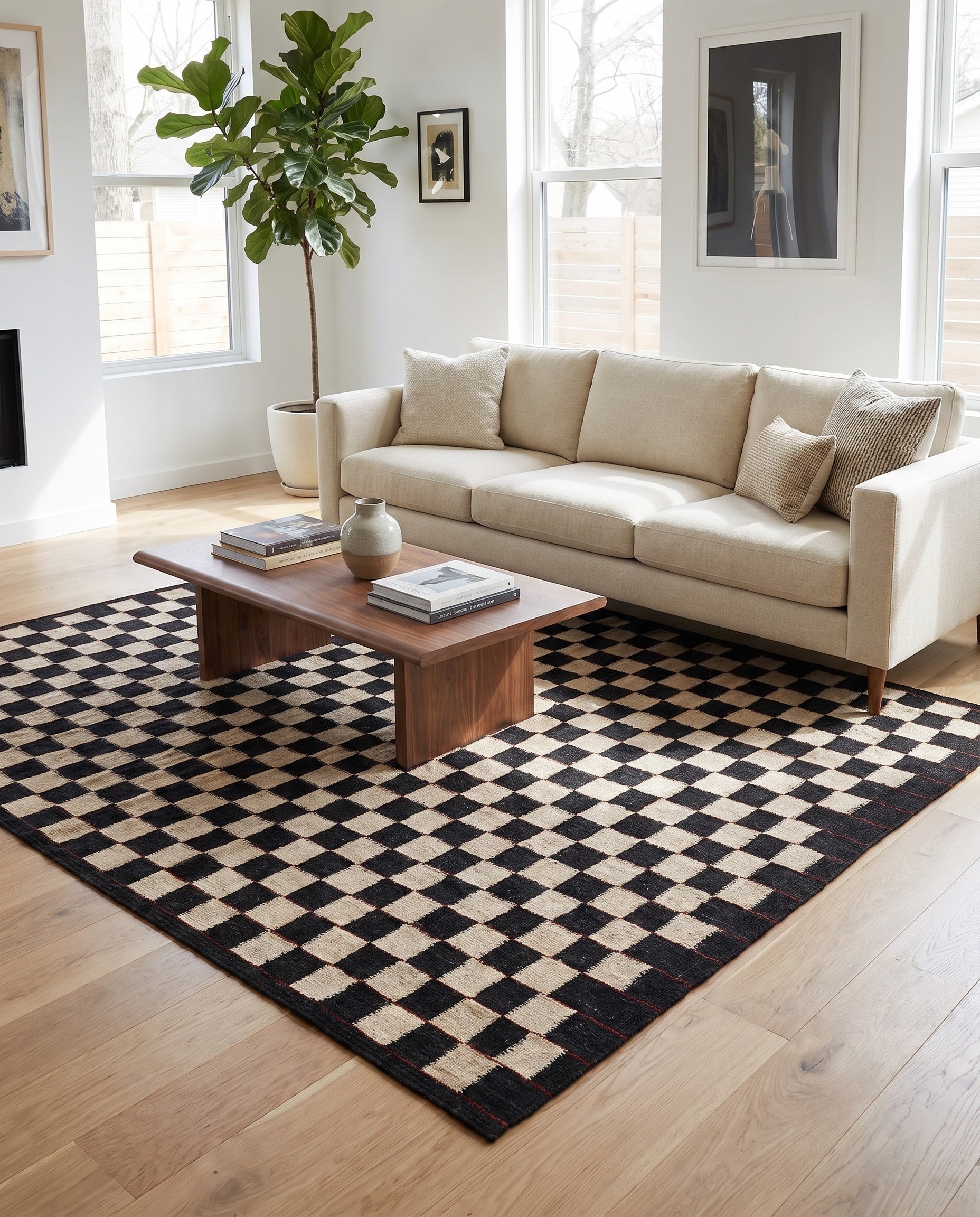 5' x 6' 3 Hand Woven Kilim Modern Wool Rug