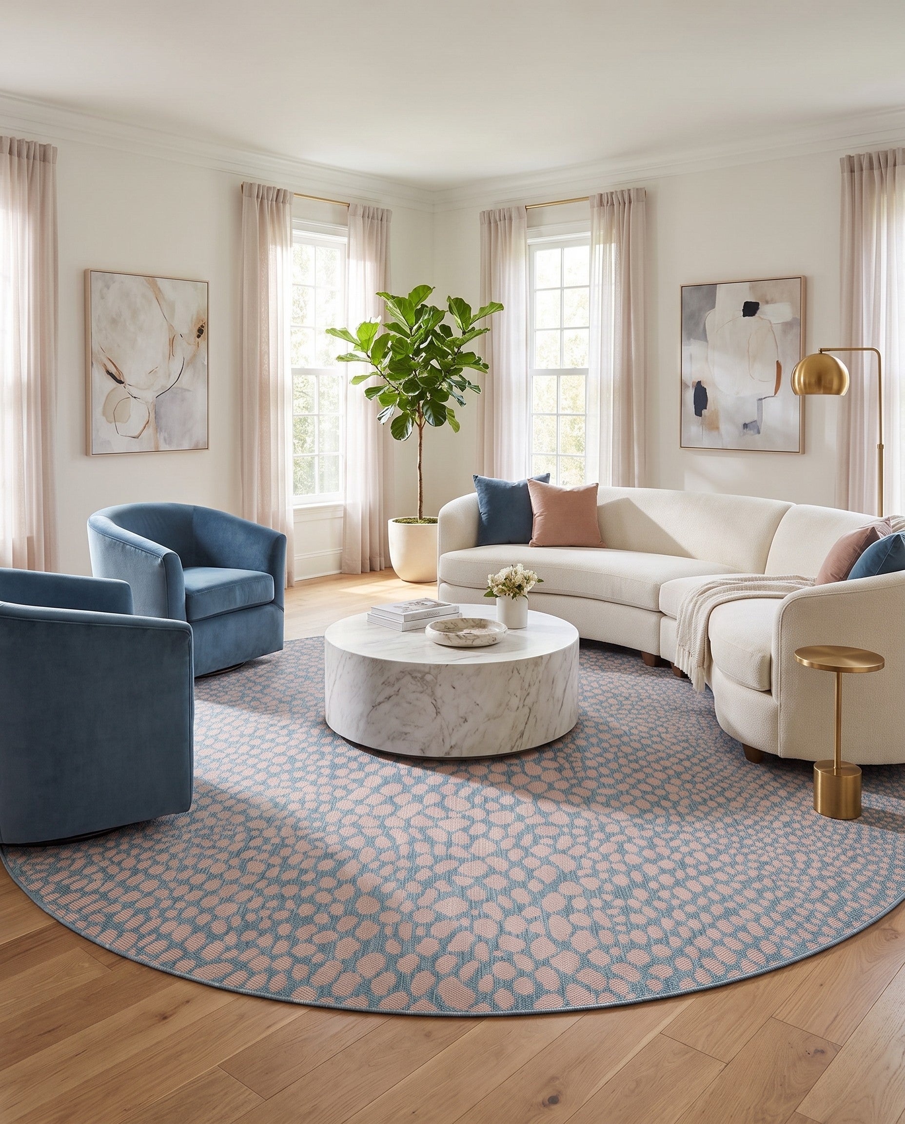 10' 8 x 10' 8 Easy-Clean Jill Zarin Cape Town Indoor / Outdoor Round Rug
