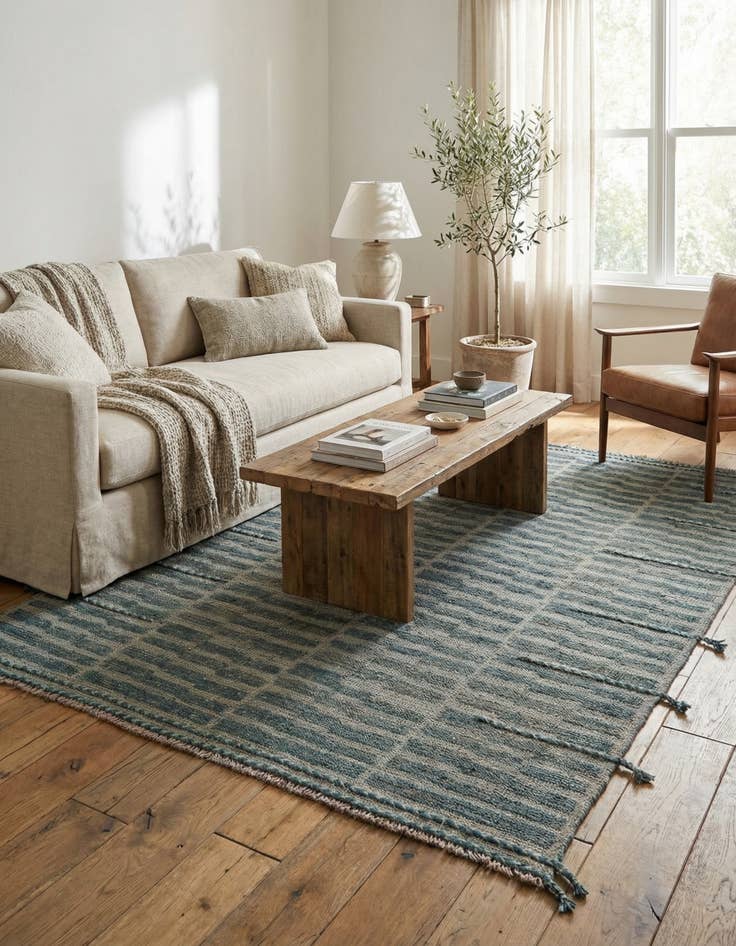 Detail image of 5' 2 x 7'  Hand Knotted Moroccan Wool Rug