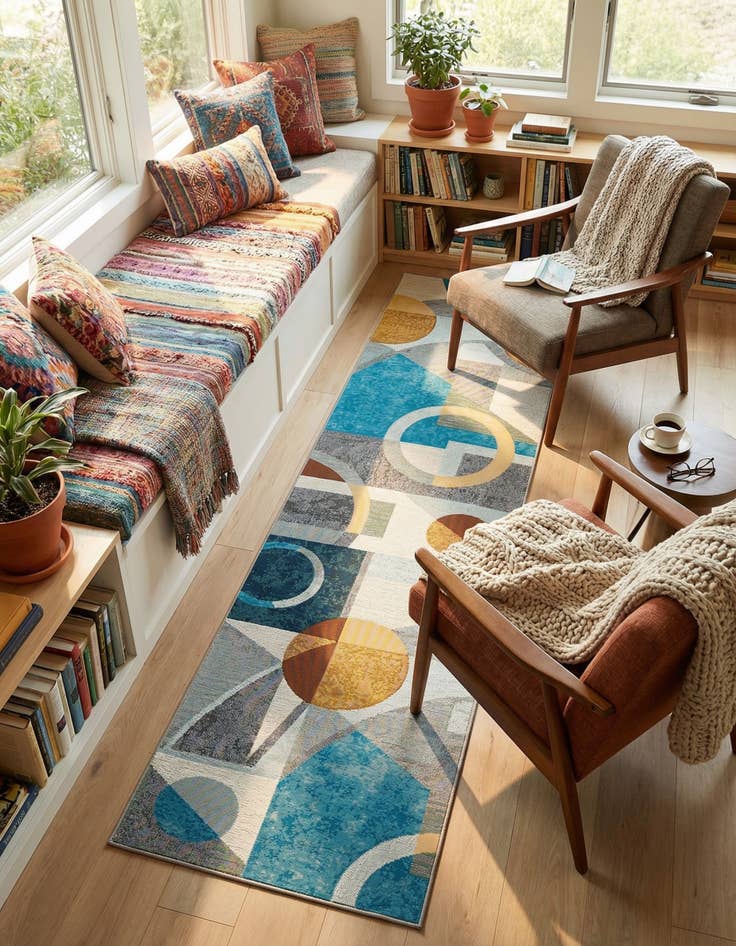 Detail image of 2' 7 x 10'  Washable Modern Indoor / Outdoor Runner Rug