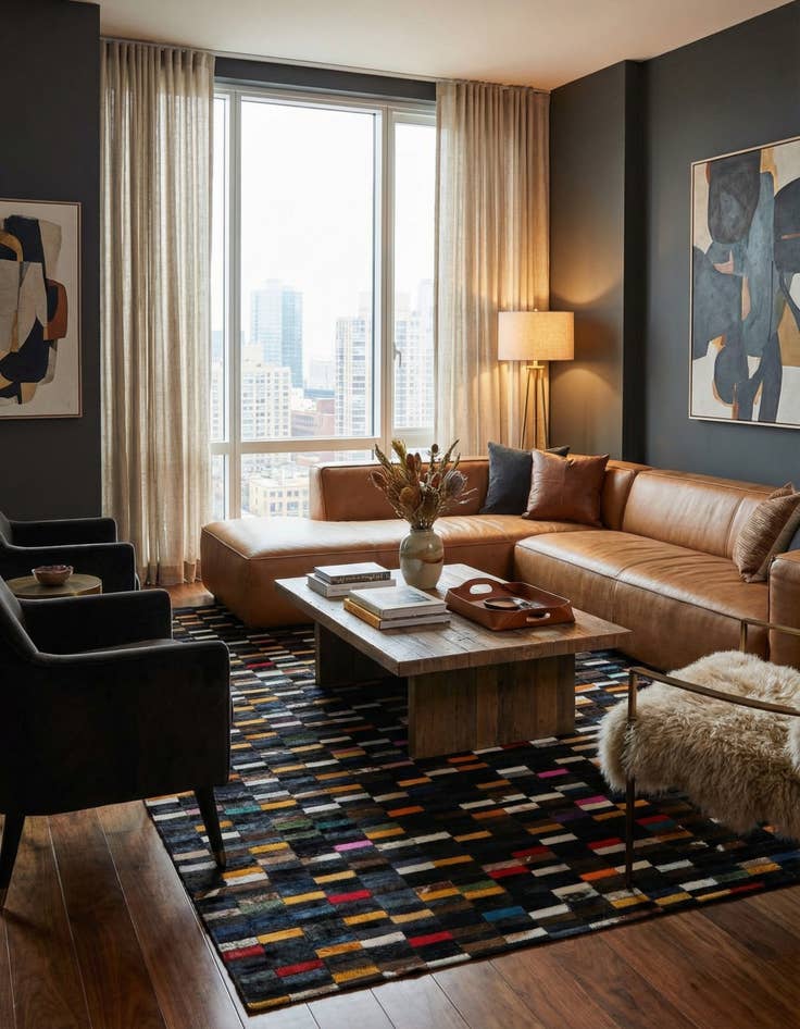 Detail image of  5' 2 x 7' 11 Cowhide - Patchwork Rug