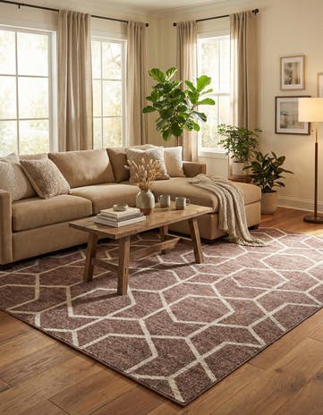 Dusty Rose Eco Trellis Rug