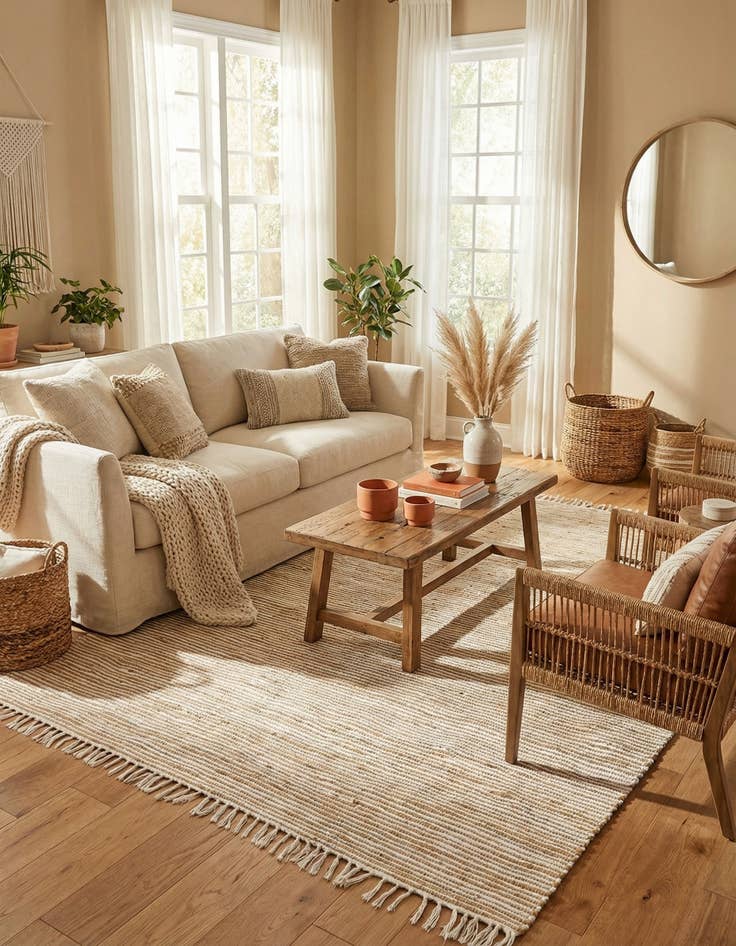 Detail image of 7' 1 x 10'  Hand Woven Chindi Jute Rug