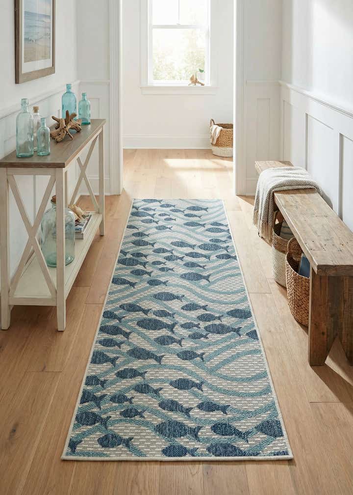 2' x 5' 3 Easy-Clean Coastal Indoor / Outdoor Runner Rug