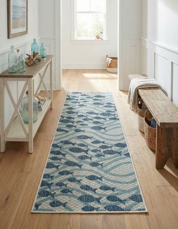 2' x 5' 3 Easy-Clean Coastal Indoor / Outdoor Runner Rug