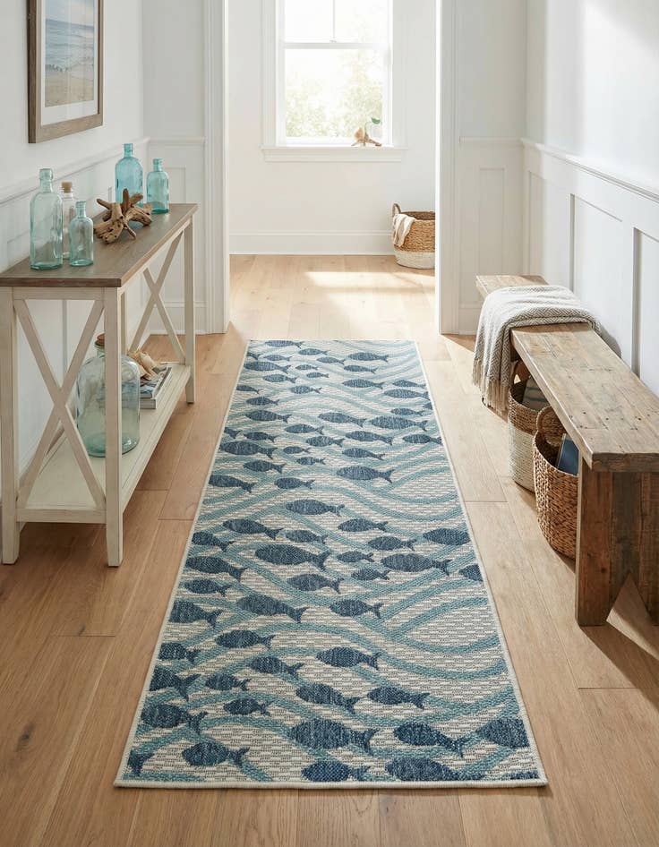 Detail image of 2' x 5' 3  Washable Coastal Indoor / Outdoor Runner Rug