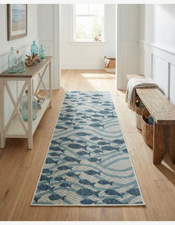 2' x 5' 3 Easy-Clean Coastal Indoor / Outdoor Runner Rug