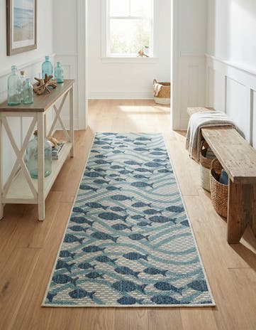 2' x 5' 3 Easy-Clean Coastal Indoor / Outdoor Runner Rug