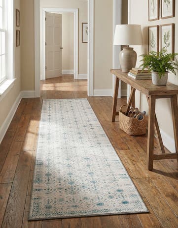 Ivory Washable Timeless Runner Rug