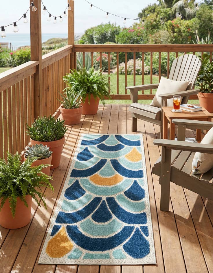 Detail image of 2' x 6'  Washable Belize Indoor / Outdoor Runner Rug