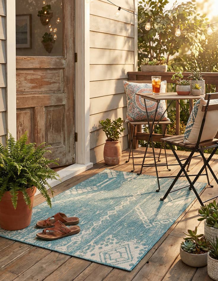Detail image of 2' x 3' Easy-Clean Bohemian Indoor / Outdoor Rug