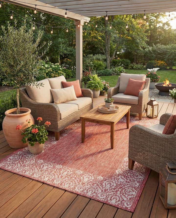 7' 10 x 11' Easy-Clean Border Indoor / Outdoor Rug