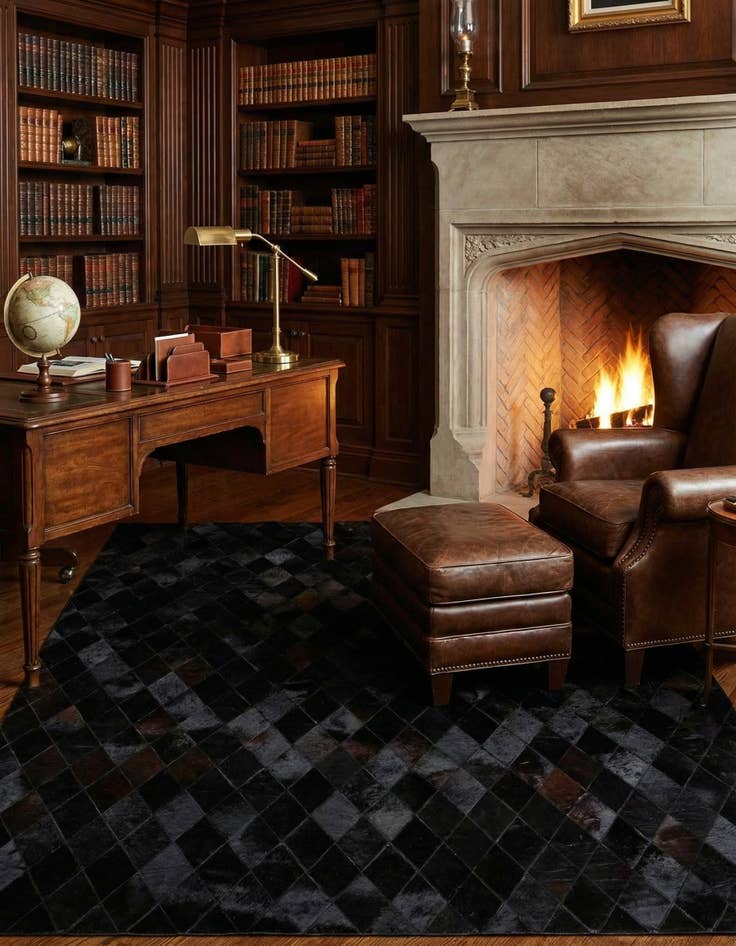 Detail image of 5' 2 x 8' Cowhide Stocks Rug