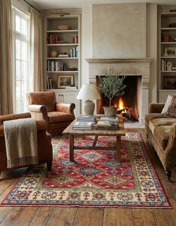 4' 9 x 6' 7 Hand Knotted Kazak Rug