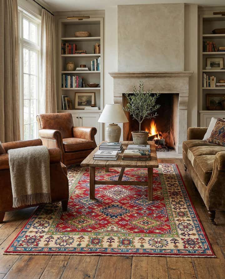 4' 9 x 6' 7 Hand Knotted Kazak Rug
