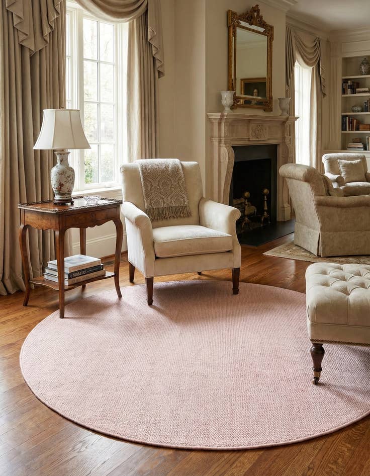Detail image of  5' 3 x 5' 3  Hand Woven Jill Zarin English Manor Farmhouse Wool Round Rug