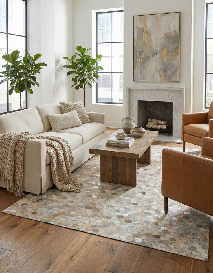 Detail image of 5' x 8' Cowhide Leather Rug