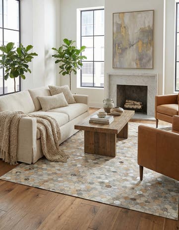 5' x 8' Cowhide Leather Rug