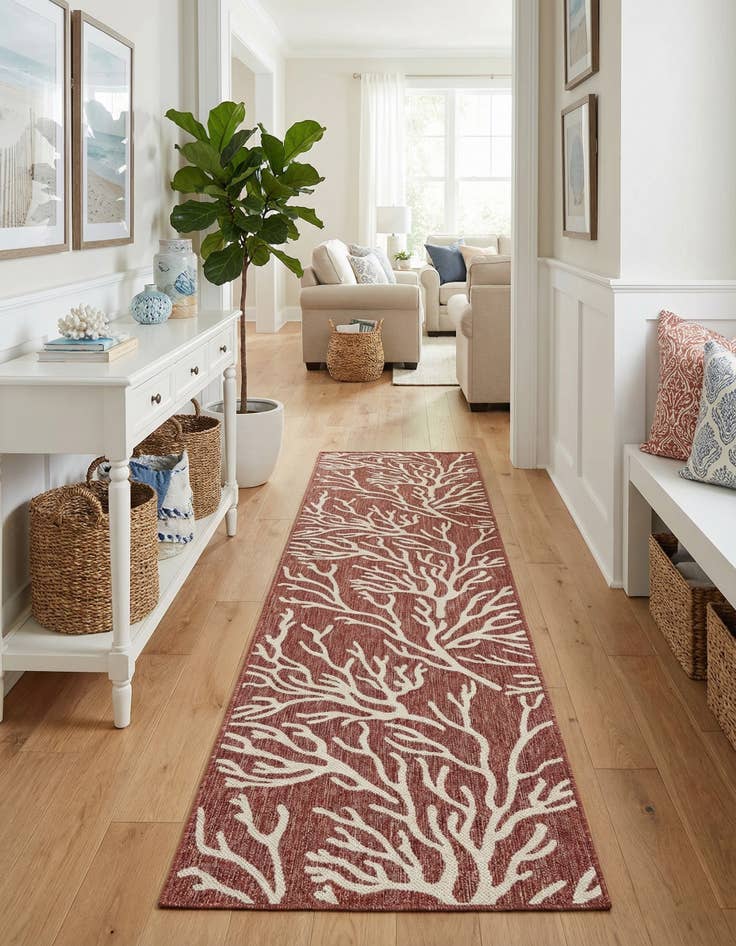 Detail image of  2' 7 x 12'  Washable Coastal Indoor / Outdoor Runner Rug