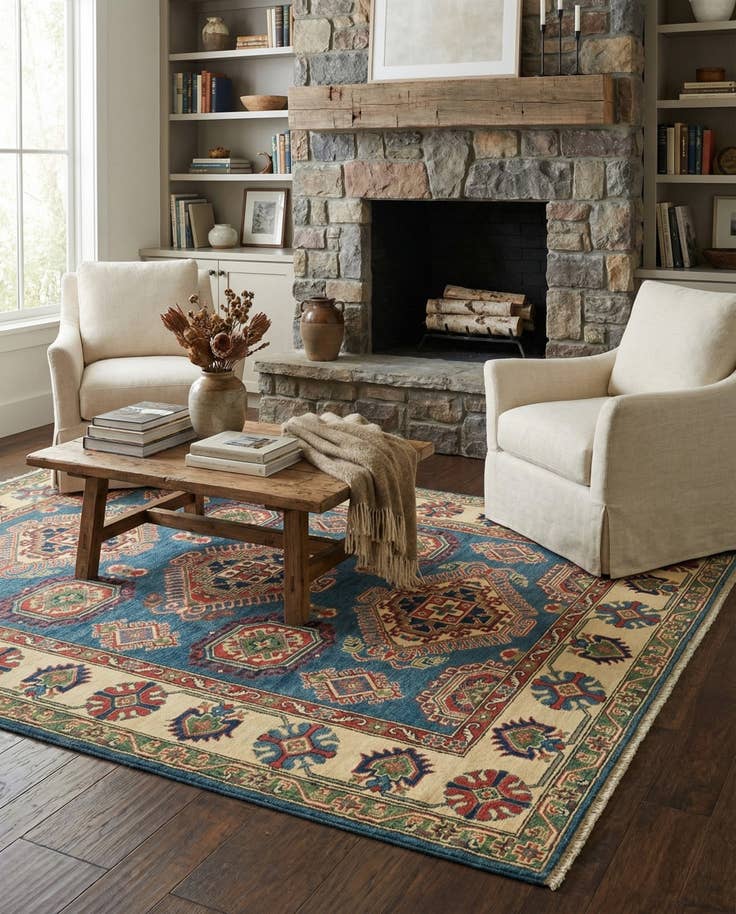 Detail image of 5' 8 x 7' 9 Hand Knotted Kazak Rug