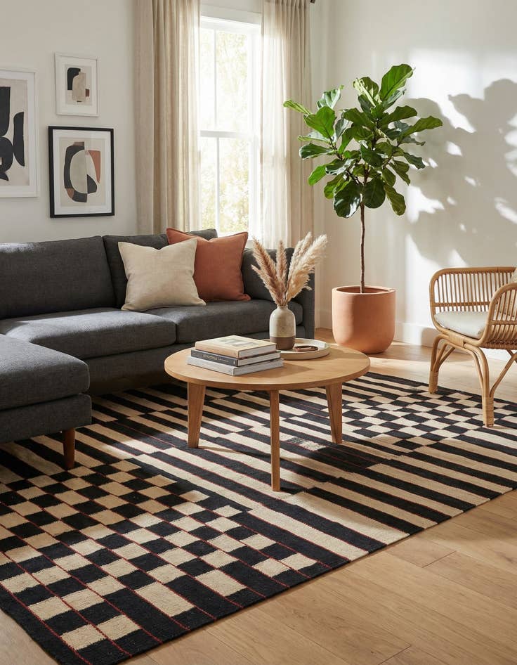 Detail image of 5' 3 x 6' 3  Hand Woven Kilim Modern Wool Rug