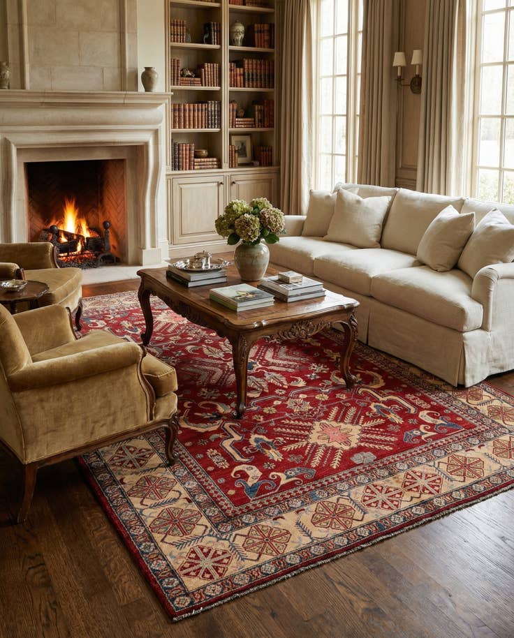 Detail image of 8' 11 x 12' 9 Hand Knotted Ziegler Wool Rug