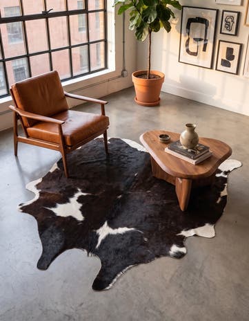 5' x 5' 2 Cowhide Leather Square Rug