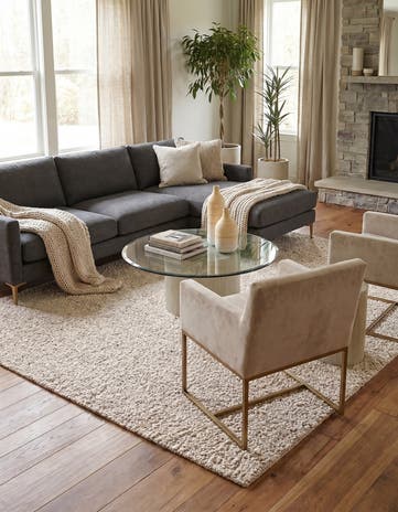 Taupe Hand Woven Haka Deluxe Shag Square Rug
