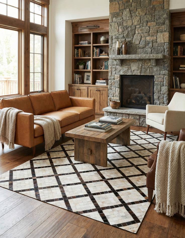 Detail image of 5' x 7' 10 Cowhide Stocks Rug