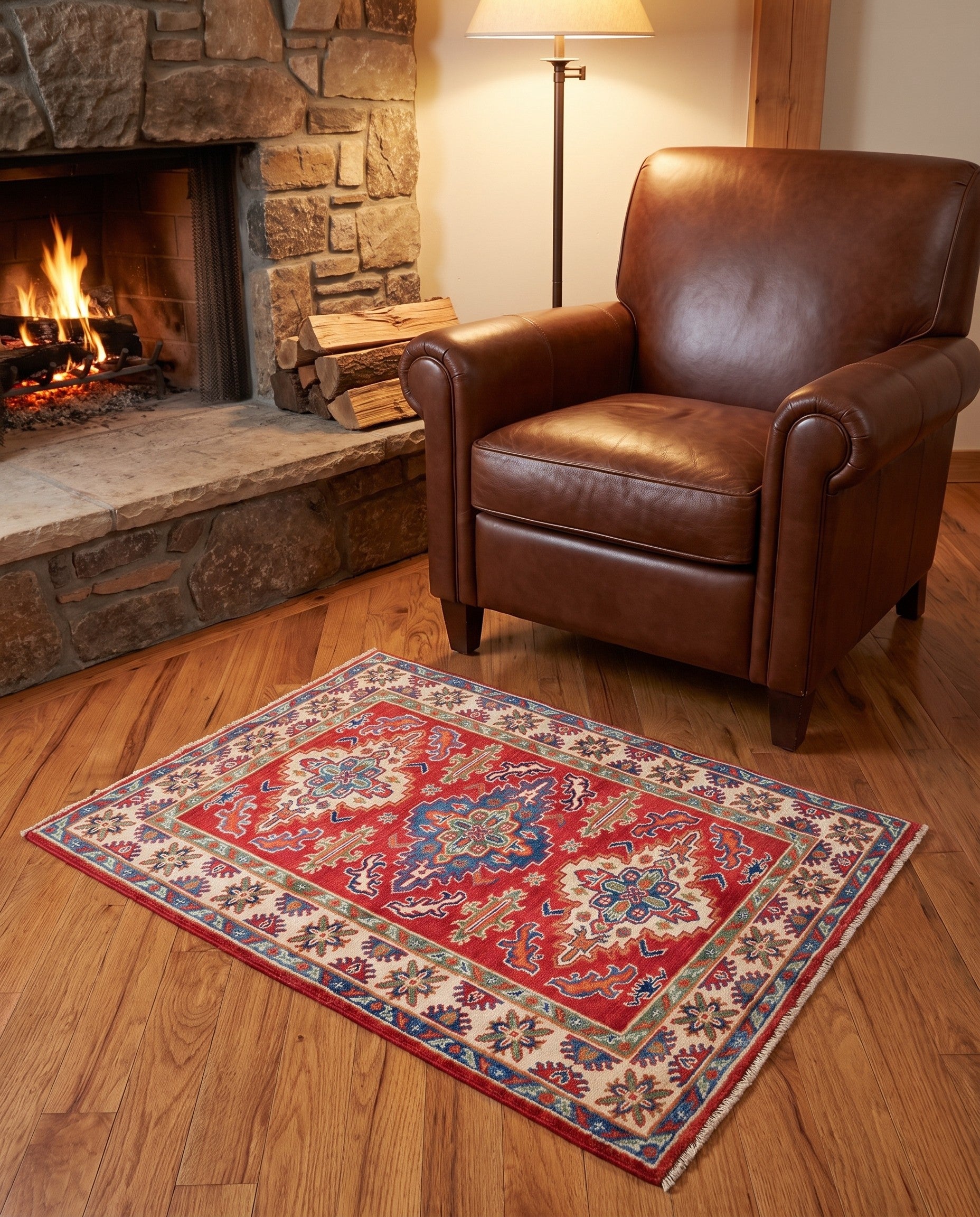 3' 3 x 4' 11 Hand Knotted Kazak Rug