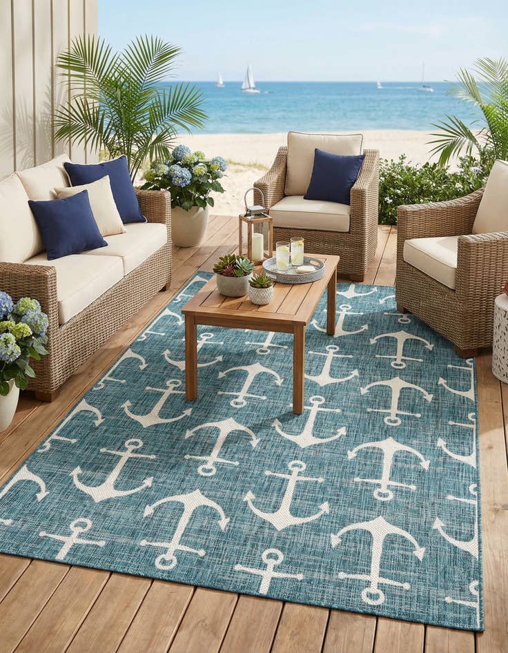 Detail image of 6' x 9'  Washable Coastal Indoor / Outdoor Rug