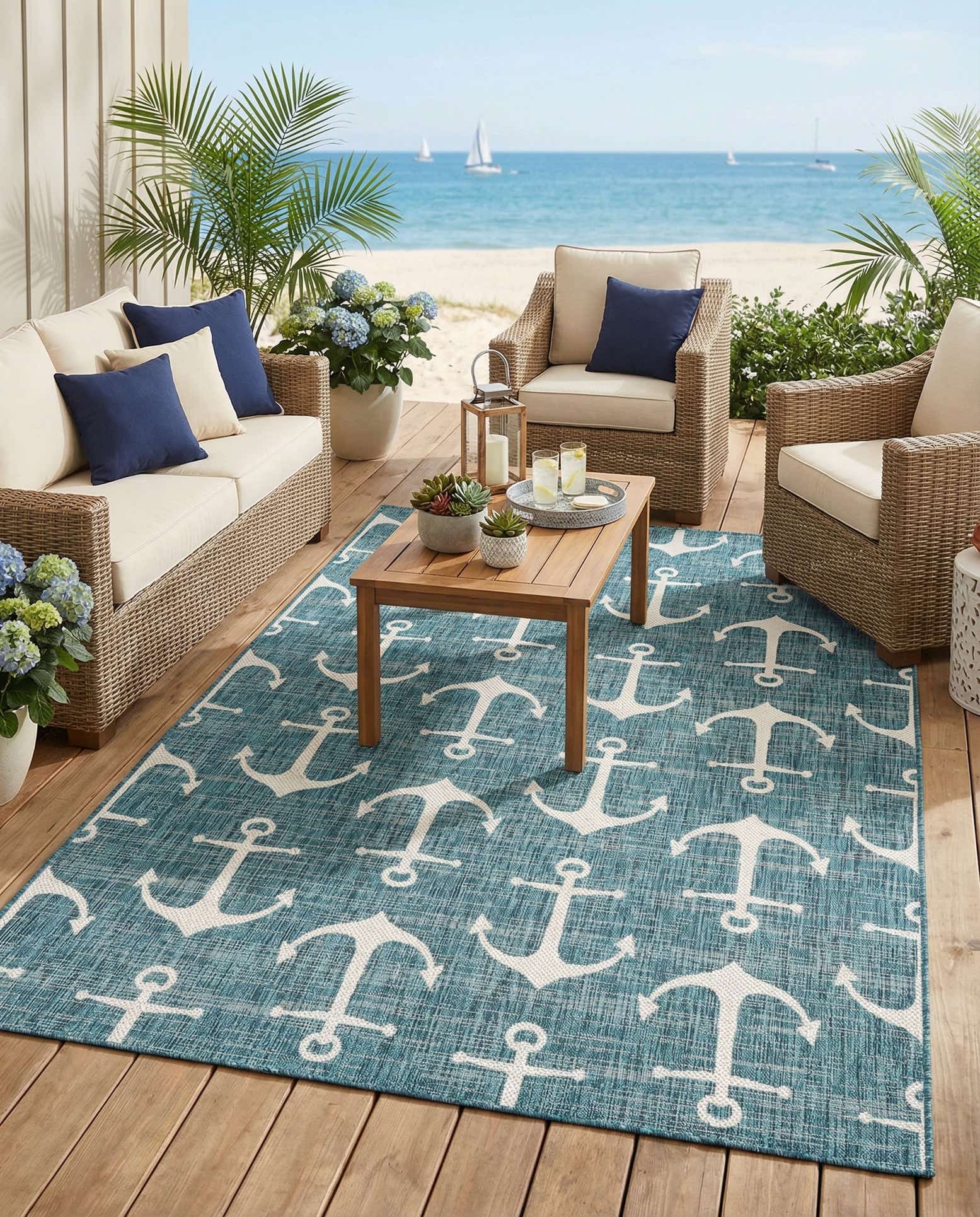6' x 9' Easy-Clean Coastal Indoor / Outdoor Rug