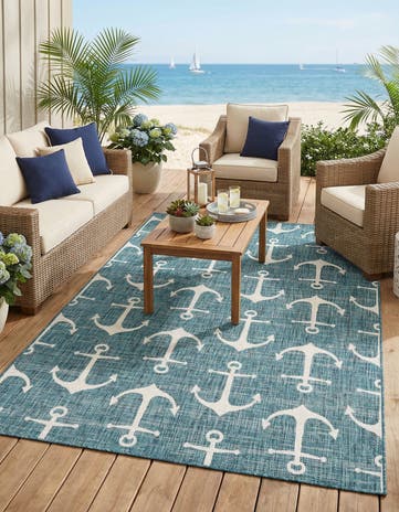 6' x 9' Easy-Clean Coastal Indoor / Outdoor Rug