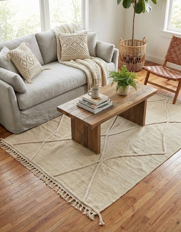 Detail image of  3' 5 x 5' 1  Hand Knotted Moroccan Wool Rug