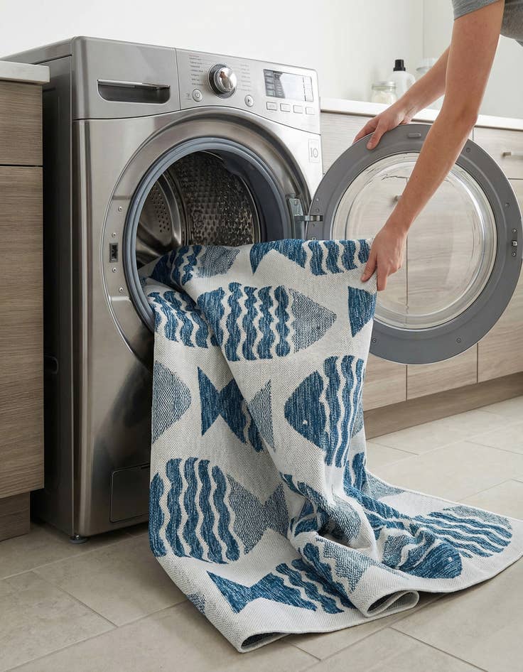 Detail image of 7' x 10'  Washable Coastal Indoor / Outdoor Rug