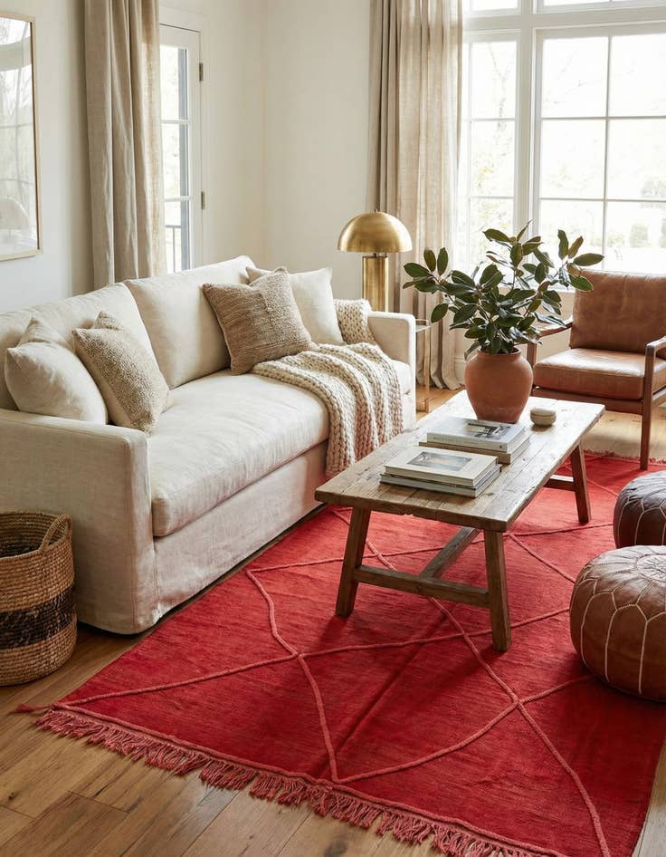 Detail image of  6' 4 x 9' 10  Hand Knotted Moroccan Wool Rug