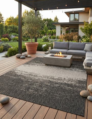 Charcoal Gray Easy-Clean Modern Indoor / Outdoor Rug