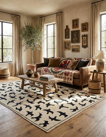 6' 8 x 9' 8 Hand Woven Kilim Suzani Wool Rug