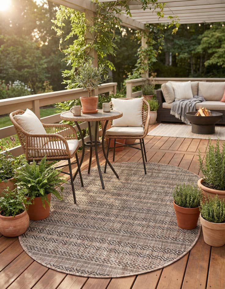 Detail image of 3' x 5' 3  Washable Striped Indoor / Outdoor Oval Rug